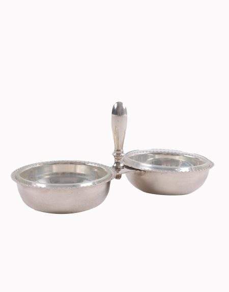 Silver Double Condiment Dish with Handle