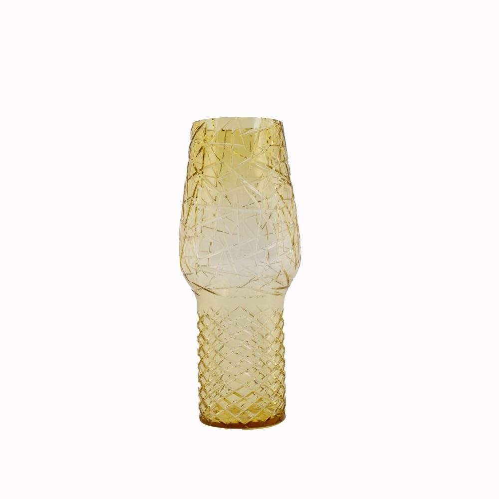 Yellow Textured Glass Vase