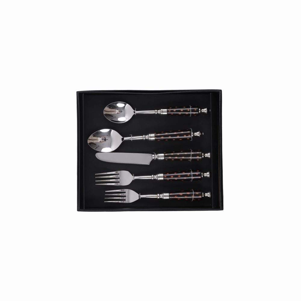 Cutlery Set of 5-Black W/Gold
