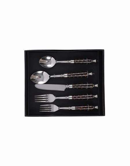 Cutlery Set of 5-Black W/Gold