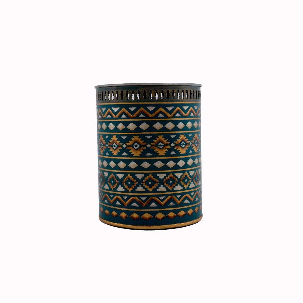 Blue Ekat Painted Round Bin