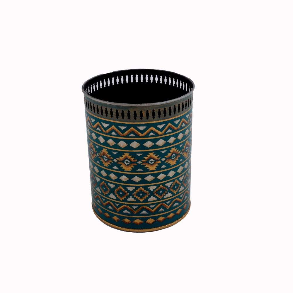 Blue Ekat Painted Round Bin