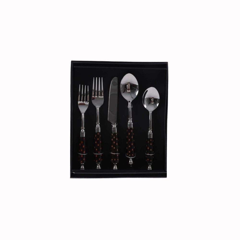 Cutlery Set of 5-Black W/Gold