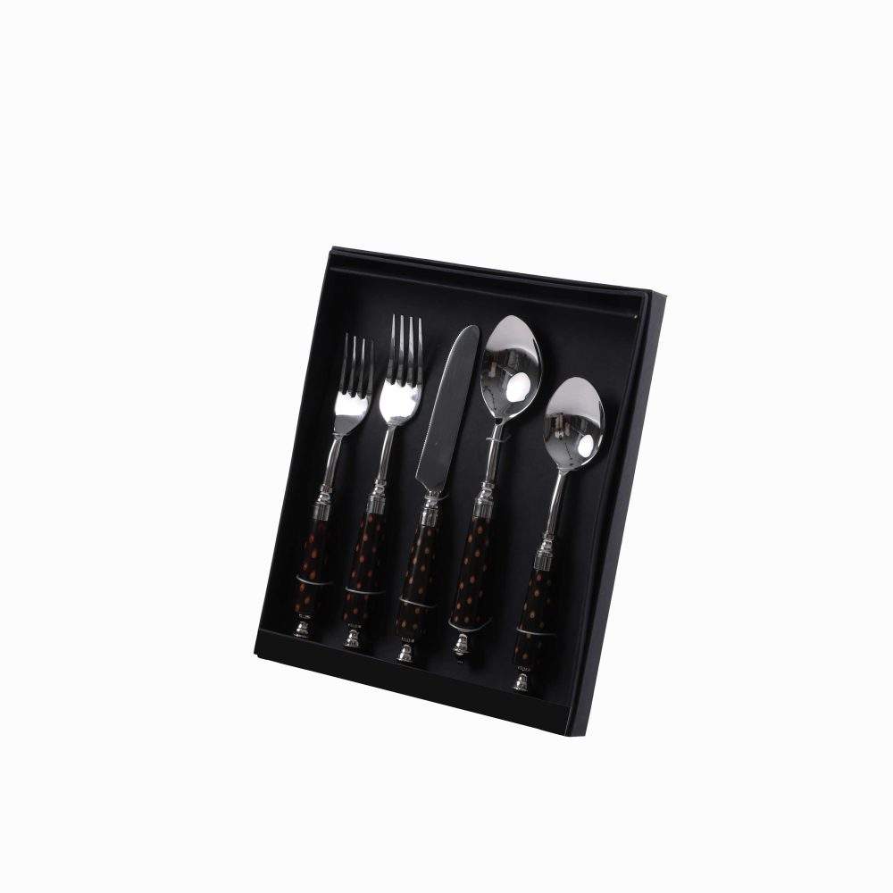 Cutlery Set of 5-Black W/Gold